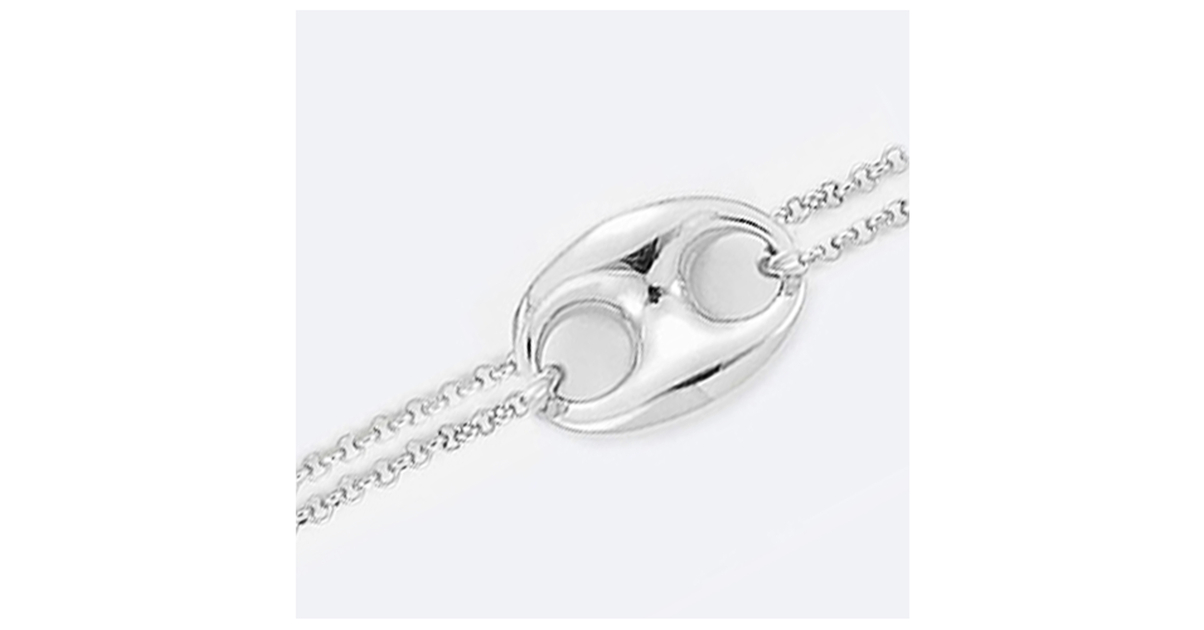 Bracelet Argent 'Grain de Café' argenté (rhodié) - 10x15 mm - [I4017]